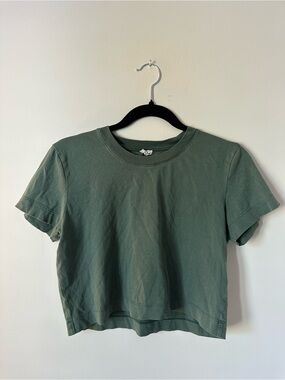Classic Boxy Crewneck Crop Tee - Green